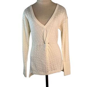 Bebe Womens Brienne Twisted Cable Knit Sweater Small Lyocell Wool‎ Blend NWT